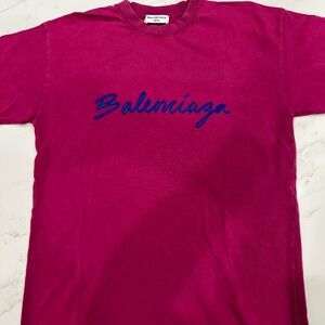 Balenciaga Pink and Blue Short Sleeve Tee